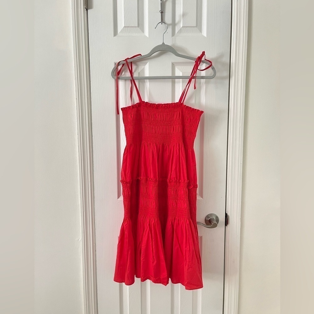 Pinch red smocked spaghetti strap dress- Size Large - Picture 2 of 5